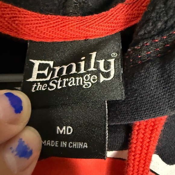 Emily the Strange I know I’m strange red and black hooded striped sweater - Picture 2 of 8